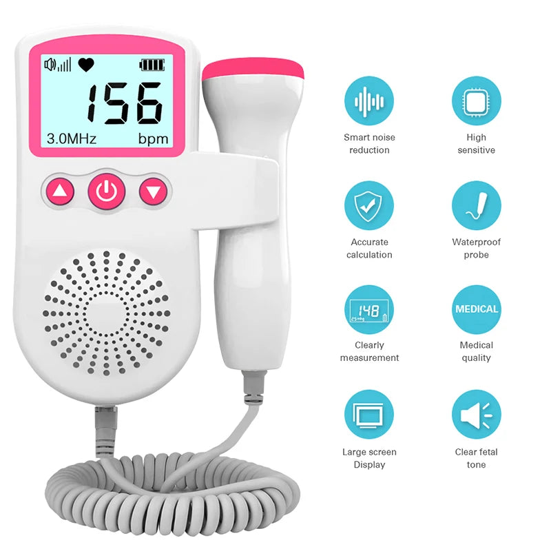 LCD - Doppler Prenatal - Detector de batimentos cardíacos 3.0MHz